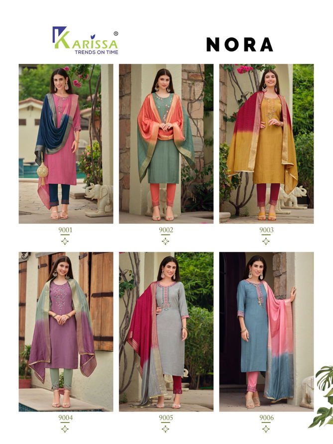 Nora By Karissa Fancy Viscose Silk Readymade Suits Catalog
 